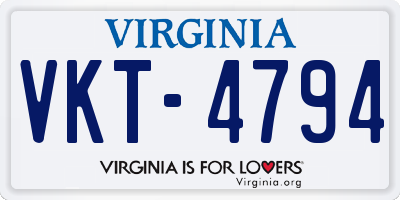 VA license plate VKT4794