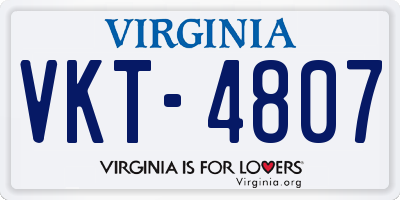 VA license plate VKT4807