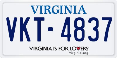VA license plate VKT4837
