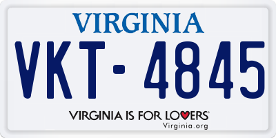 VA license plate VKT4845