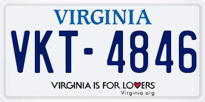 VA license plate VKT4846