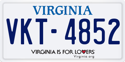 VA license plate VKT4852