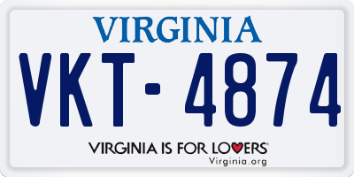 VA license plate VKT4874