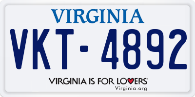 VA license plate VKT4892
