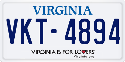 VA license plate VKT4894