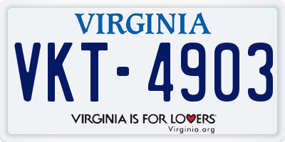 VA license plate VKT4903