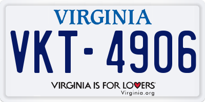 VA license plate VKT4906