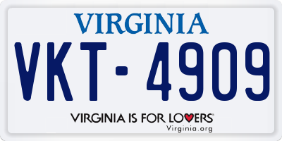 VA license plate VKT4909