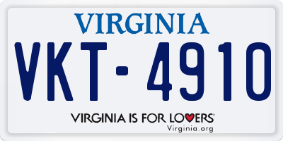 VA license plate VKT4910