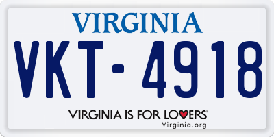 VA license plate VKT4918