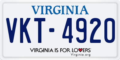 VA license plate VKT4920