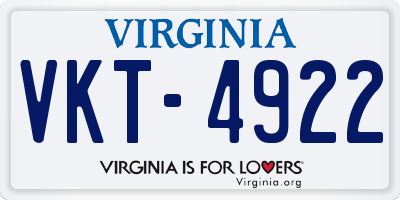 VA license plate VKT4922