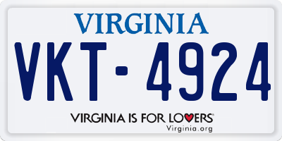 VA license plate VKT4924