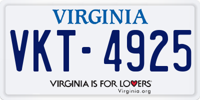 VA license plate VKT4925