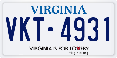 VA license plate VKT4931