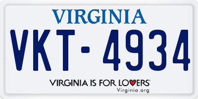 VA license plate VKT4934