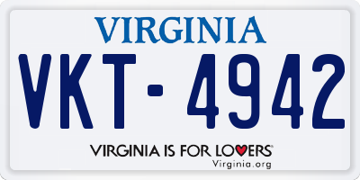 VA license plate VKT4942