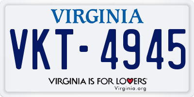 VA license plate VKT4945
