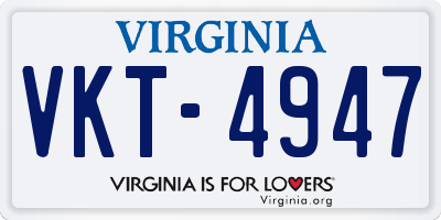 VA license plate VKT4947