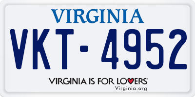 VA license plate VKT4952