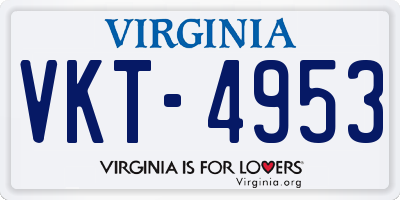 VA license plate VKT4953