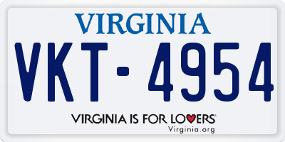 VA license plate VKT4954