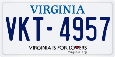 VA license plate VKT4957