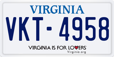 VA license plate VKT4958