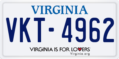 VA license plate VKT4962