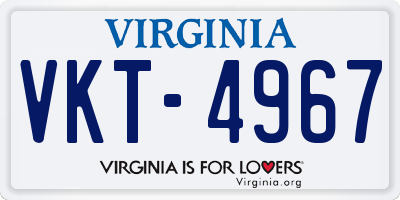 VA license plate VKT4967