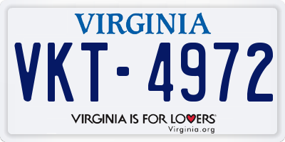 VA license plate VKT4972