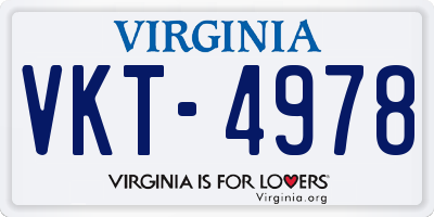 VA license plate VKT4978
