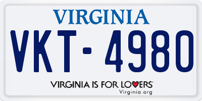 VA license plate VKT4980