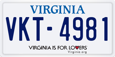 VA license plate VKT4981