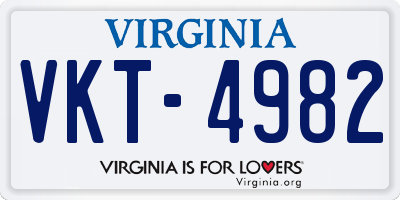 VA license plate VKT4982