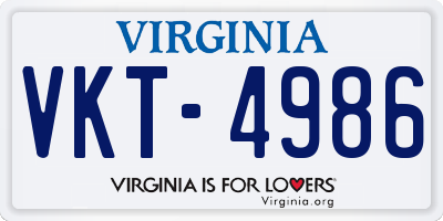 VA license plate VKT4986