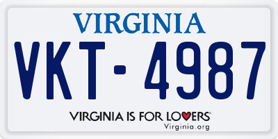 VA license plate VKT4987