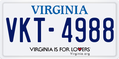 VA license plate VKT4988