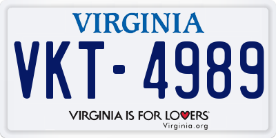 VA license plate VKT4989