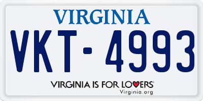 VA license plate VKT4993
