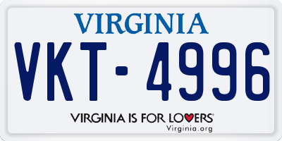 VA license plate VKT4996