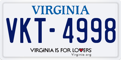 VA license plate VKT4998