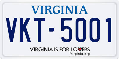 VA license plate VKT5001