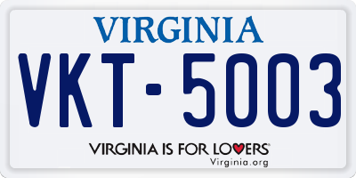 VA license plate VKT5003