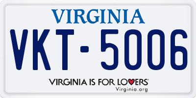 VA license plate VKT5006