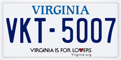 VA license plate VKT5007
