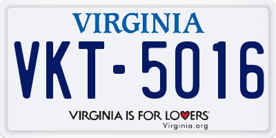 VA license plate VKT5016
