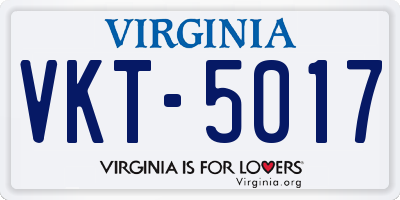 VA license plate VKT5017