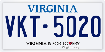 VA license plate VKT5020