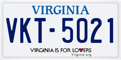 VA license plate VKT5021